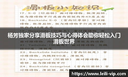 杨芳独家分享滑板技巧与心得体会助你轻松入门滑板世界
